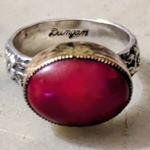 Red Oval Stone Sterling Ring
